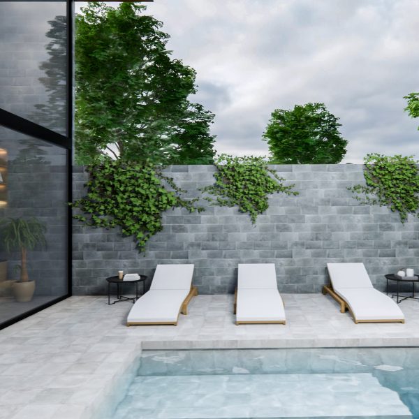 3d rendering. Interior house modern open living space with kitchen.Loft style Duplex  residence .Home decoration luxury  interior-exterior design.Outdoor terrace with swimming pool.